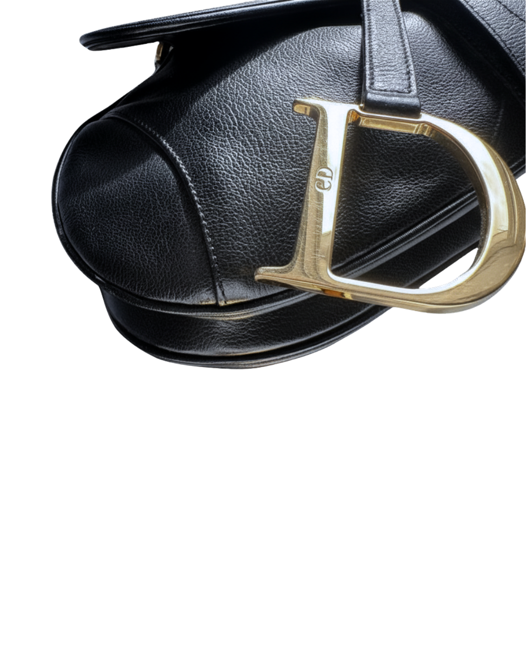 Christian Dior Black Leather Saddle Bag
