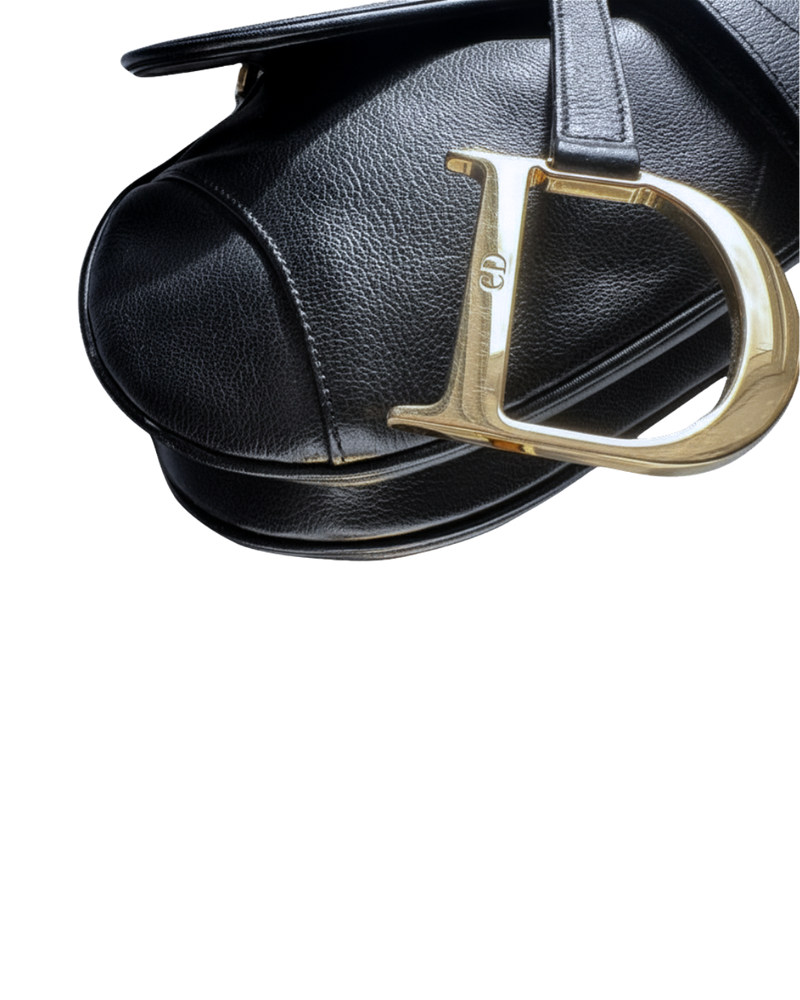 Christian Dior Black Leather Saddle Bag