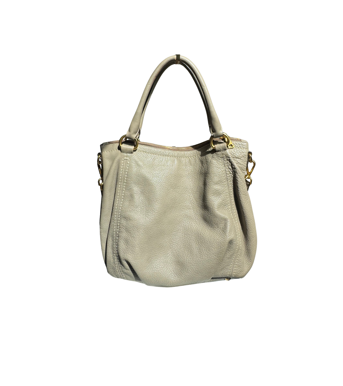 Prada Vitello Daino Top Handle Tote (Talco)