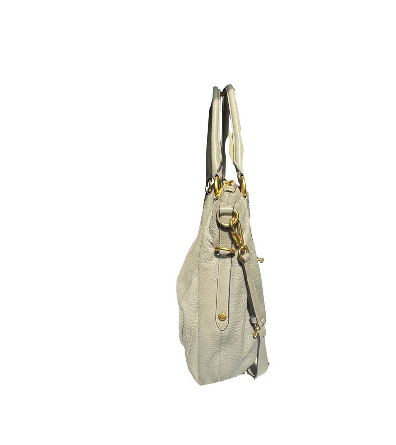 Prada Vitello Daino Top Handle Tote (Talco)