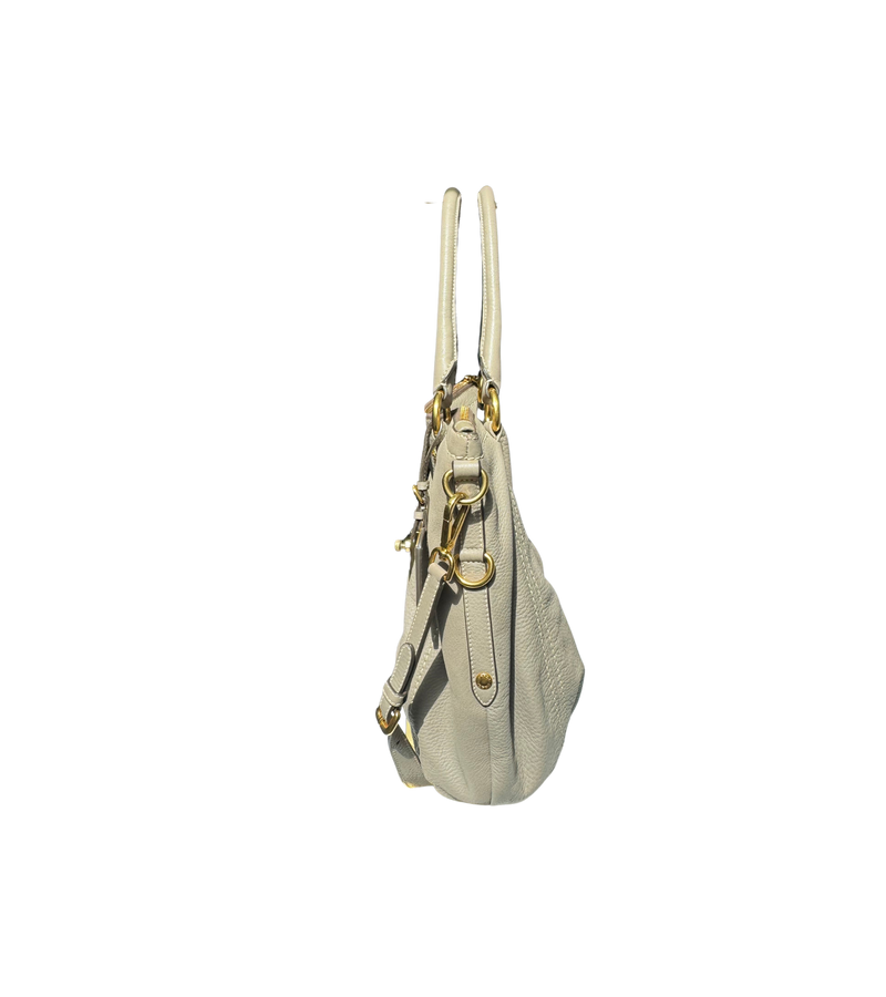 Prada Vitello Daino Top Handle Tote (Talco)