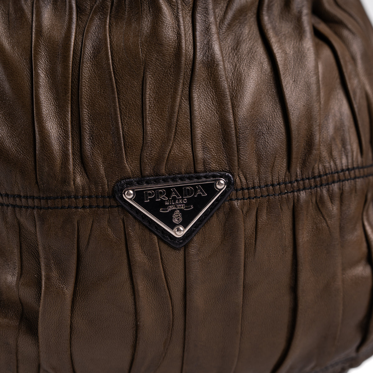 Prada Ruched Nappa Gaufre Tote