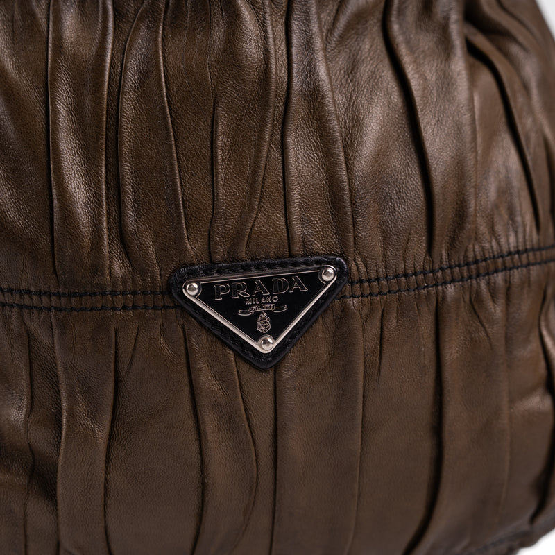 Prada Ruched Nappa Gaufre Tote