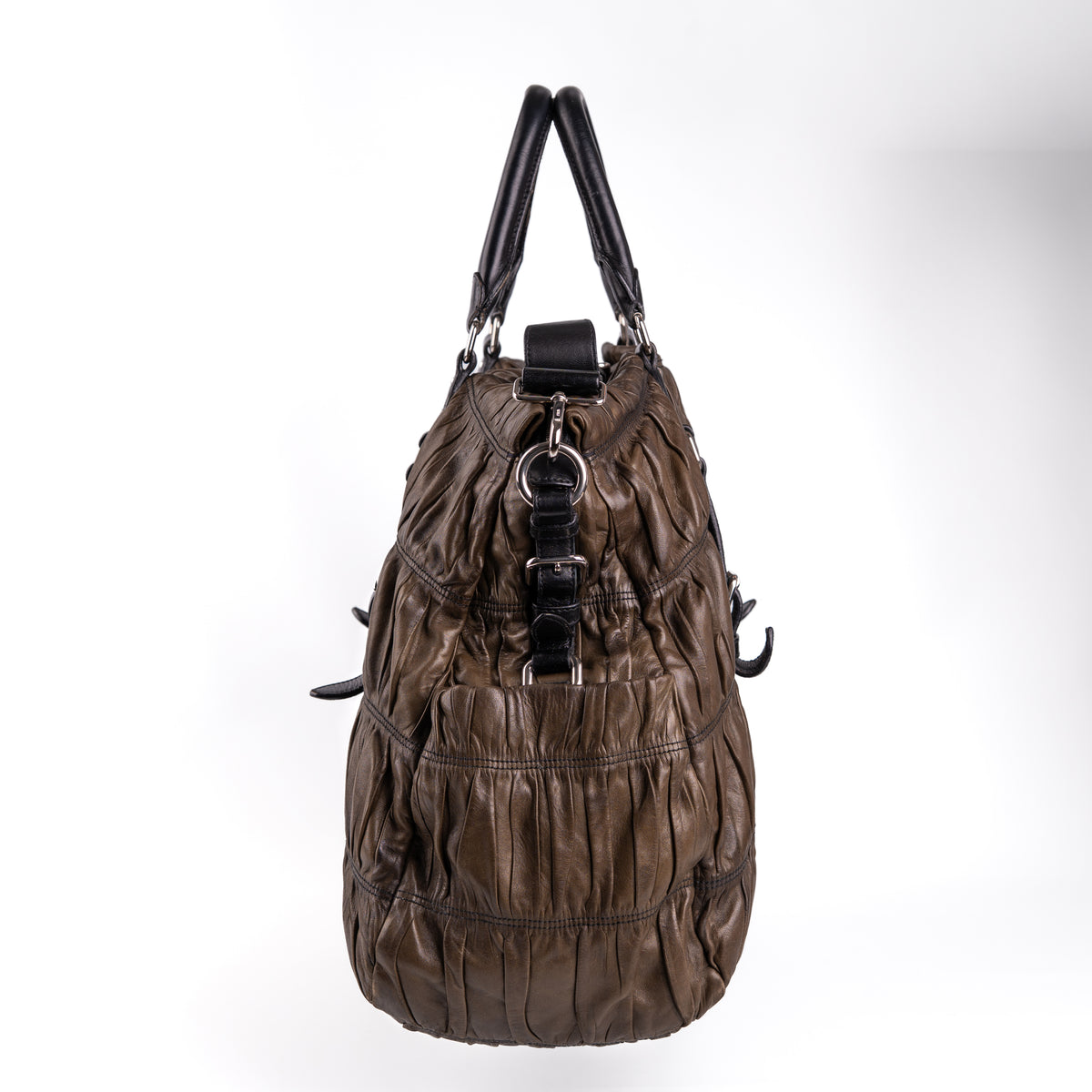 Prada Ruched Nappa Gaufre Tote