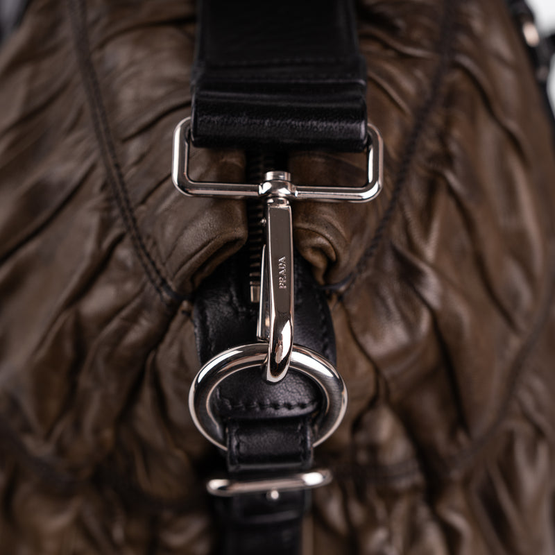 Prada Ruched Nappa Gaufre Tote