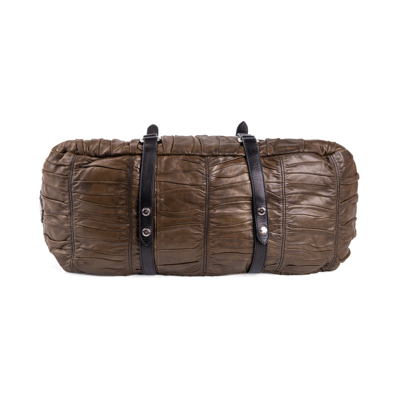 Prada Ruched Nappa Gaufre Tote