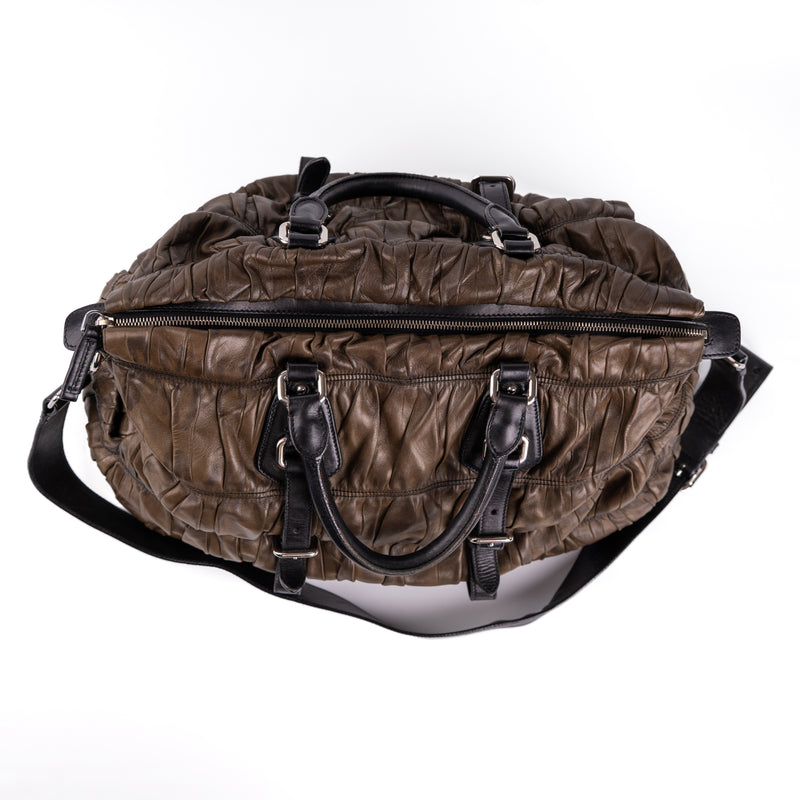 Prada Ruched Nappa Gaufre Tote