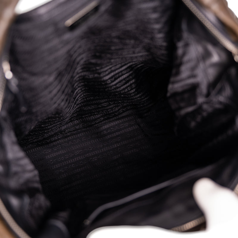 Prada Ruched Nappa Gaufre Tote