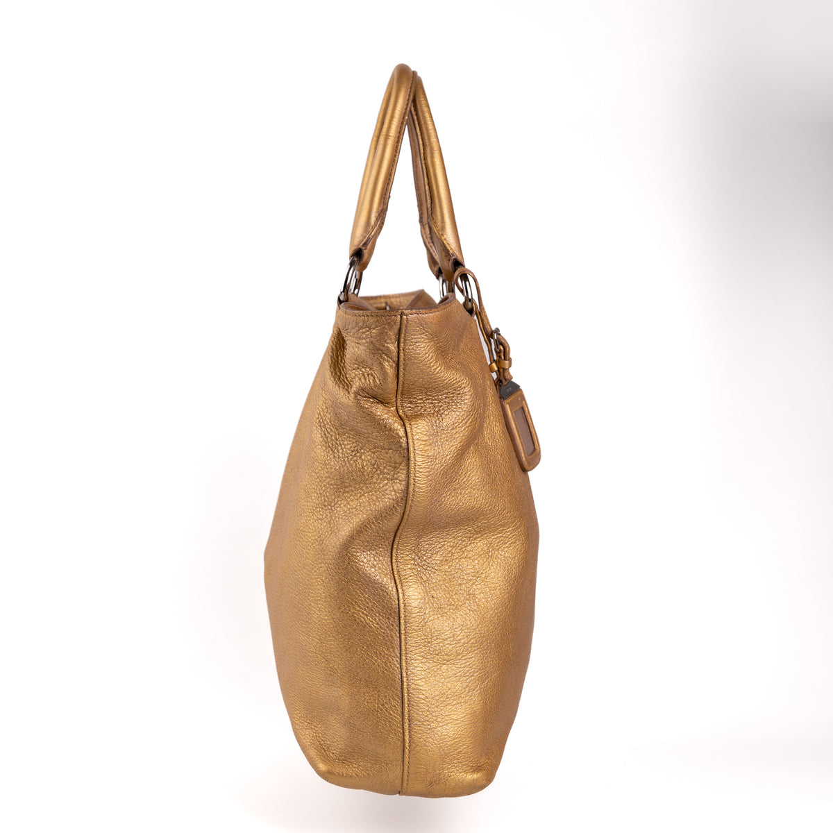 Prada Cervo Antik Tote Ouro