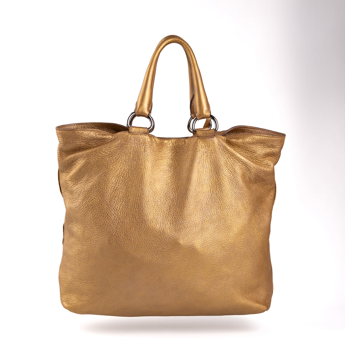Prada Cervo Antik Tote Ouro