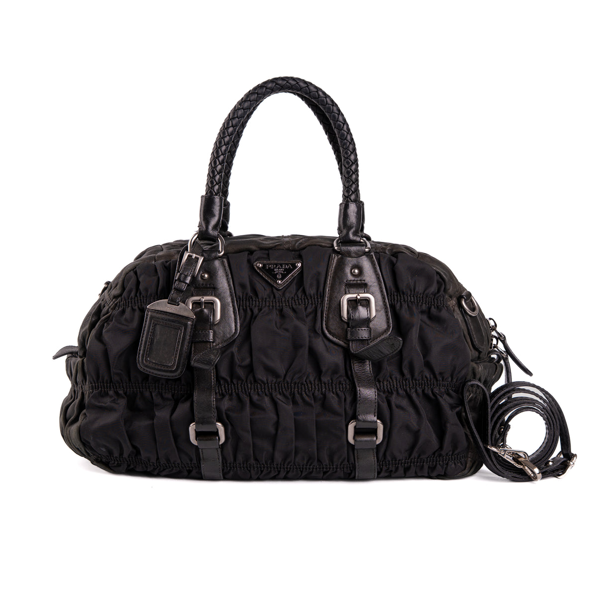 Prada Tessuto Nylon Nappa Braided Gaufre Frame