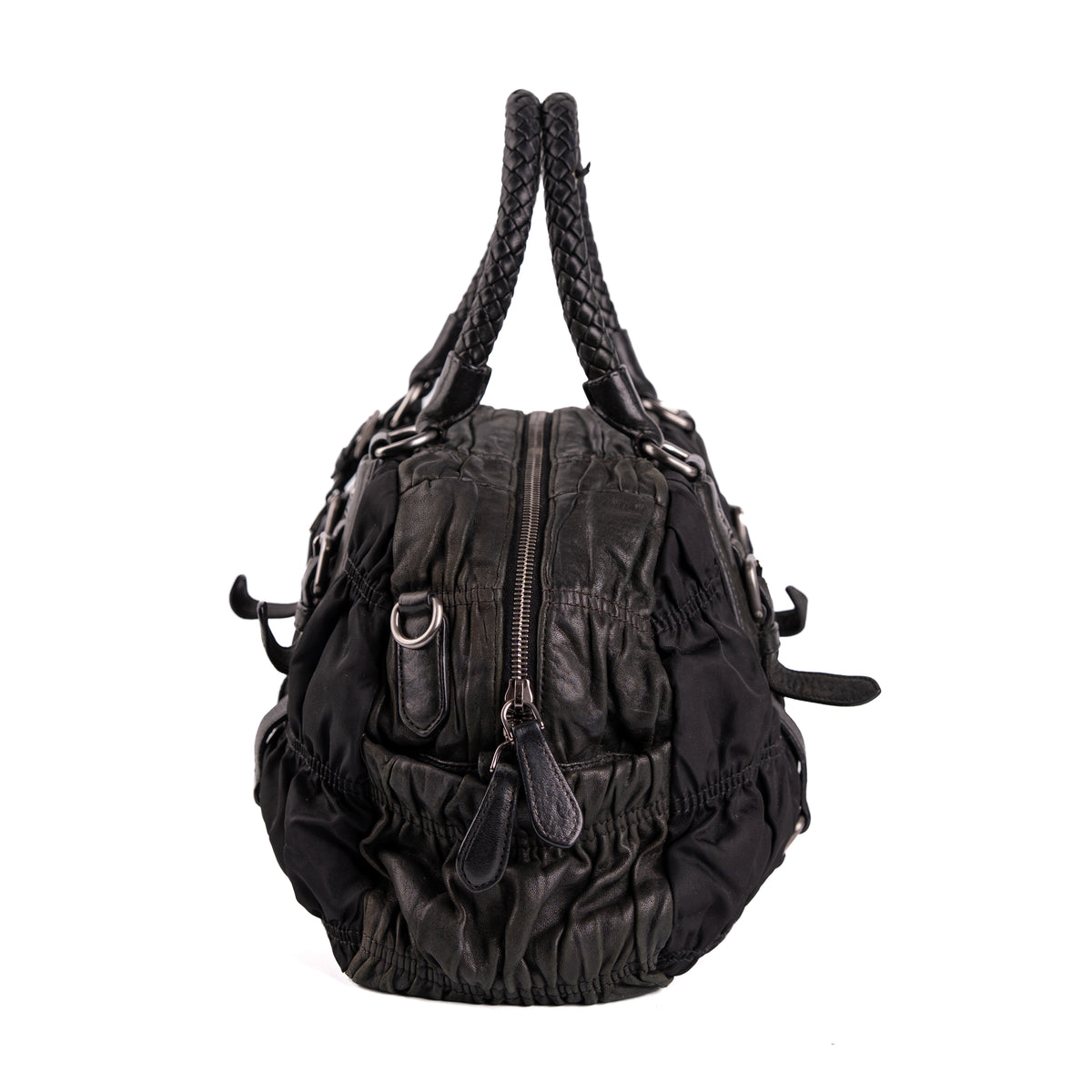 Prada Tessuto Nylon Nappa Braided Gaufre Frame