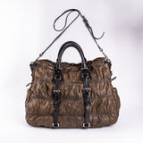 Prada Ruched Nappa Gaufre Tote
