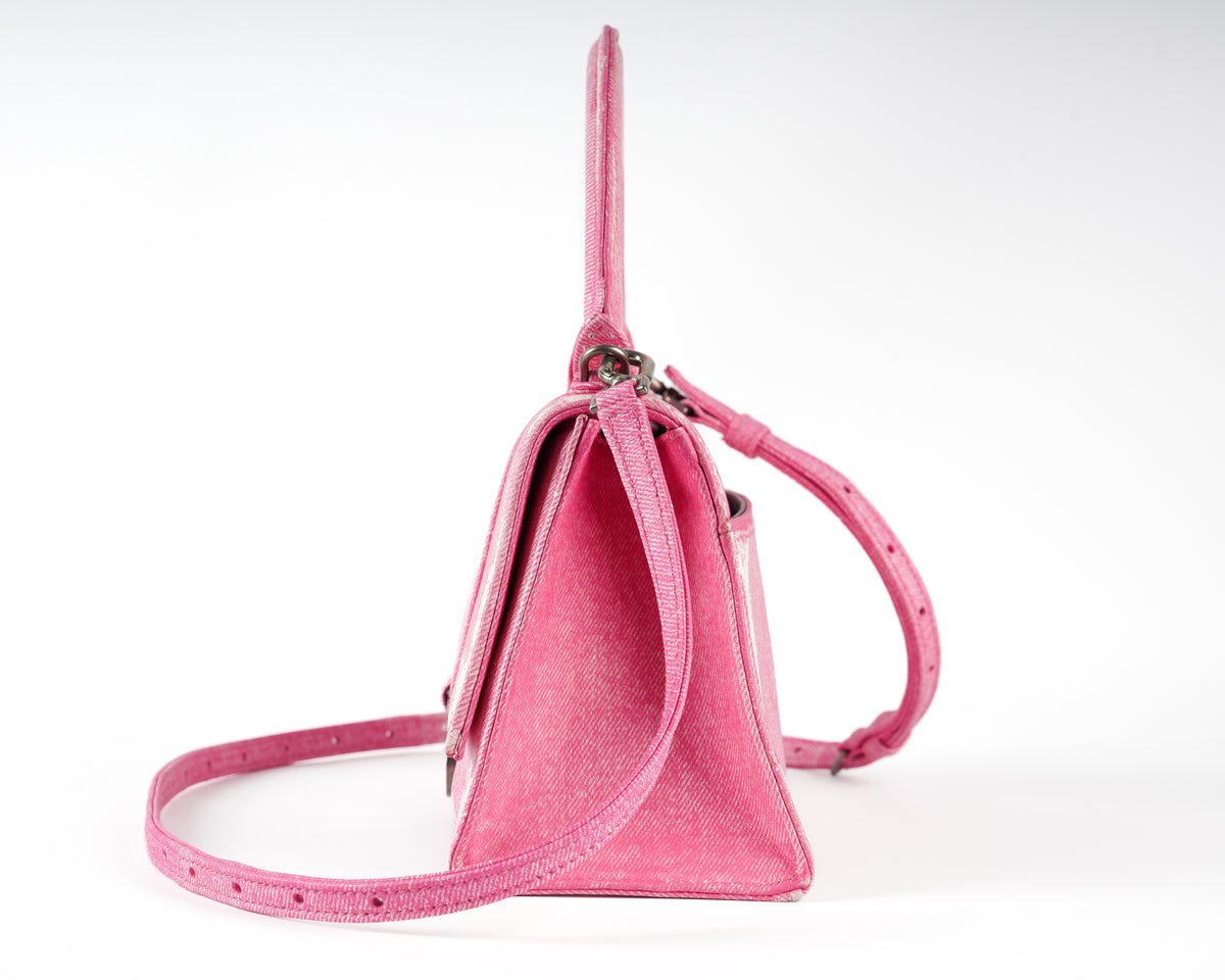 Balenciaga Hourglass XS (Pink Denim-Embossed Calfskin)
