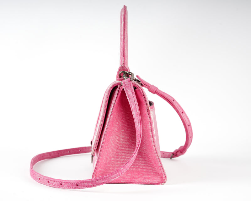 Balenciaga Hourglass XS (Pink Denim-Embossed Calfskin)
