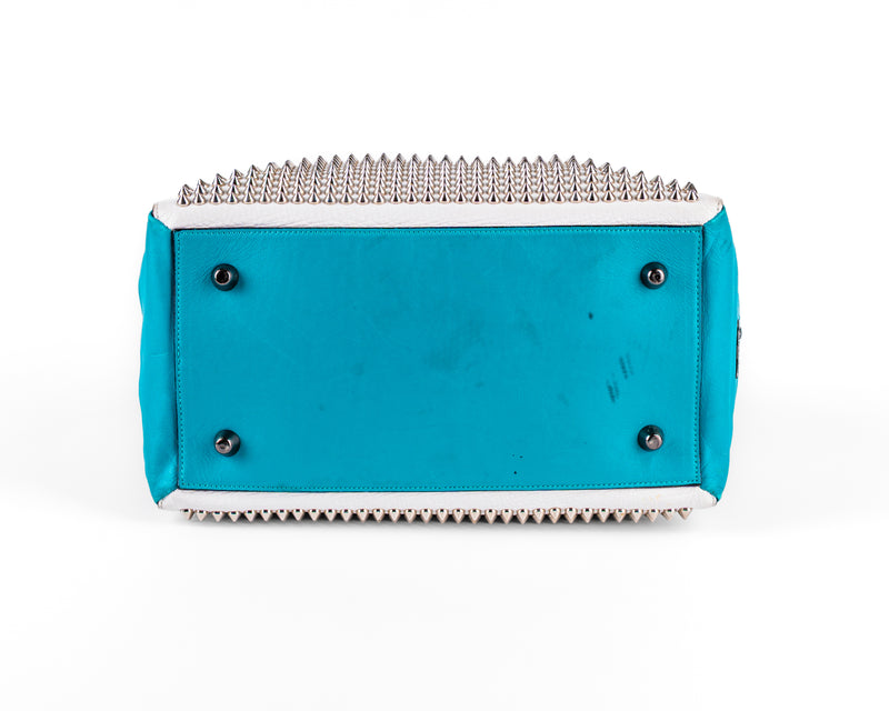 Christian Louboutin Panettone Spiked Bowling Bag (Teal/White/Red)