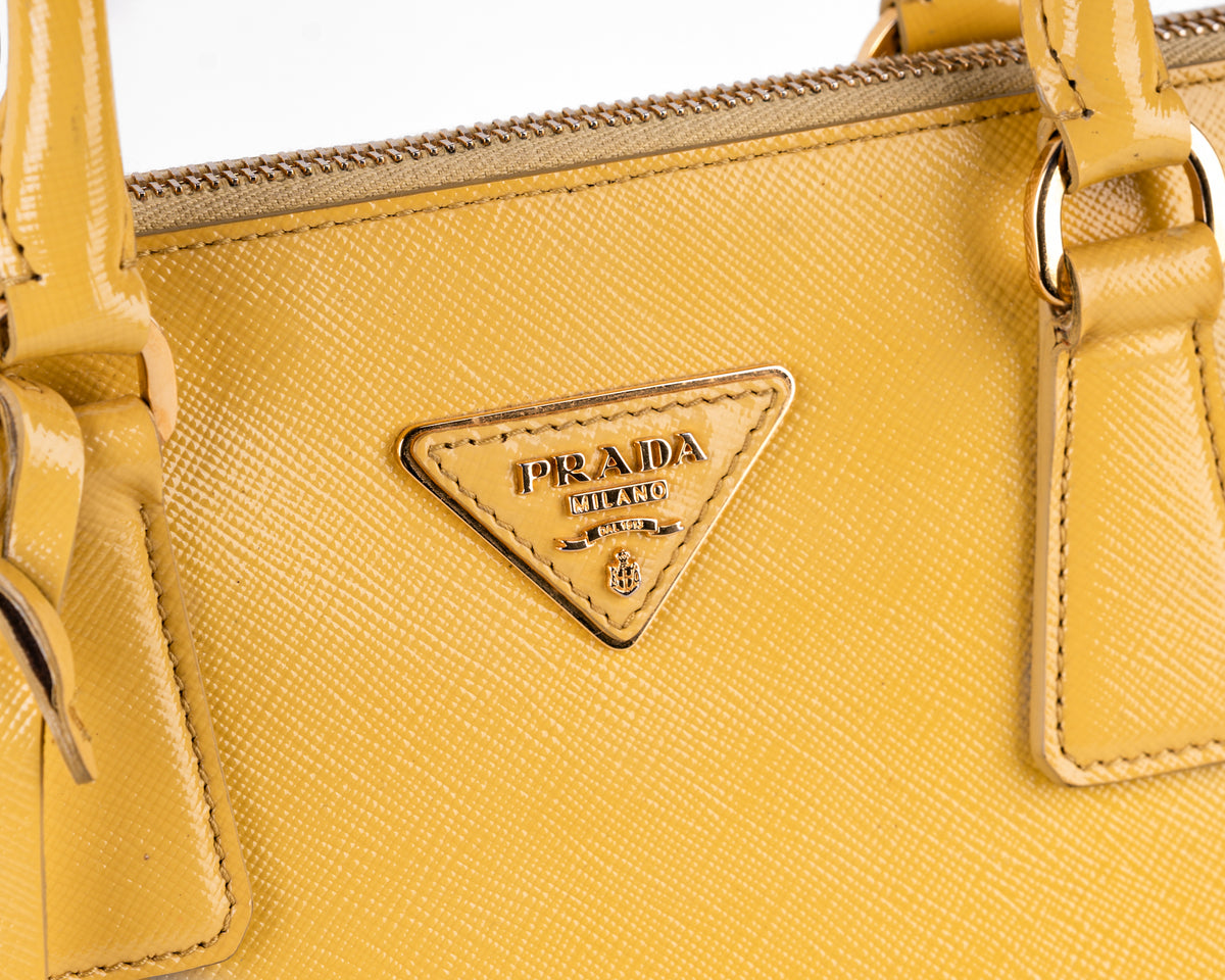 Prada Saffiano Vernice Bauletto (Yellow)