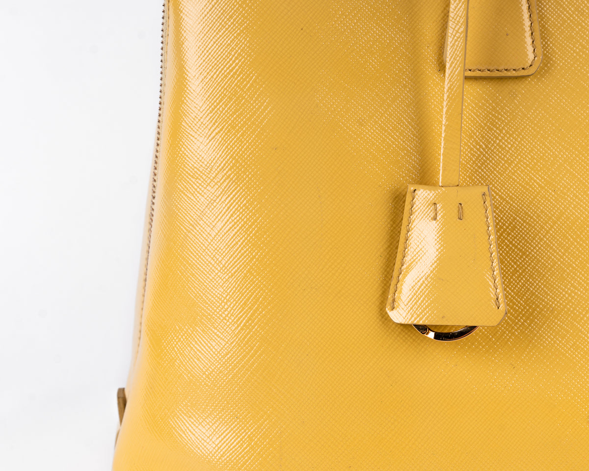 Prada Saffiano Vernice Bauletto (Yellow)