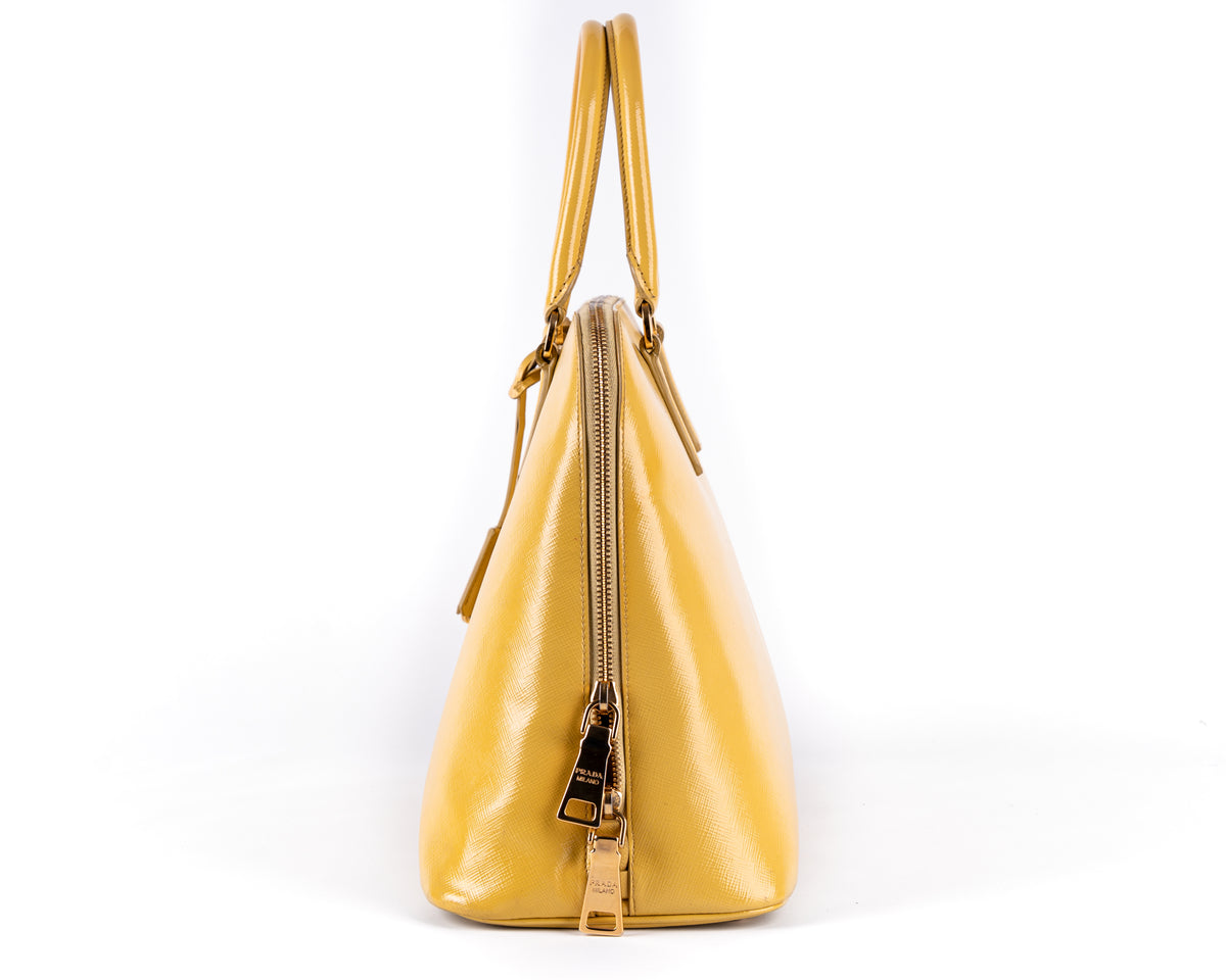Prada Saffiano Vernice Bauletto (Yellow)
