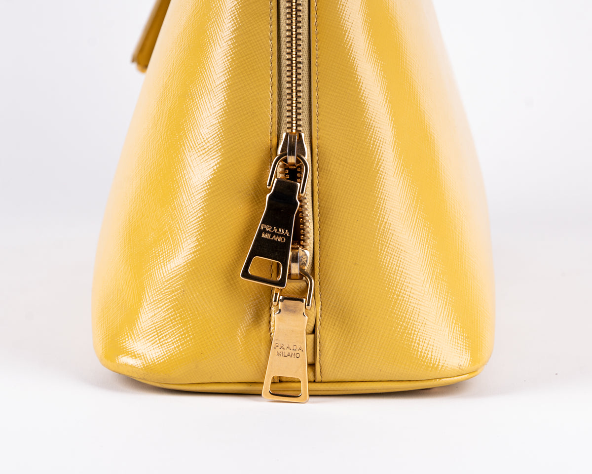Prada Saffiano Vernice Bauletto (Yellow)