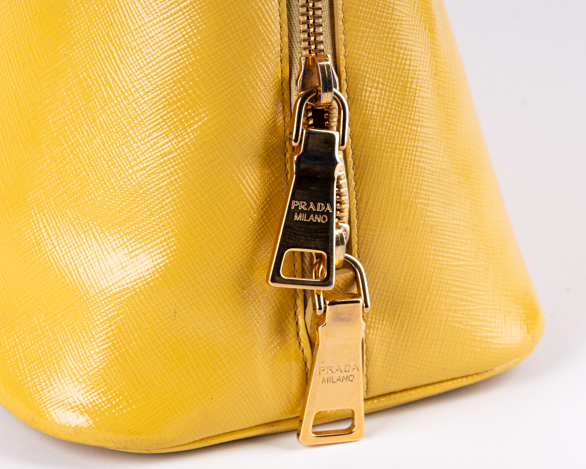 Prada Saffiano Vernice Bauletto (Yellow)