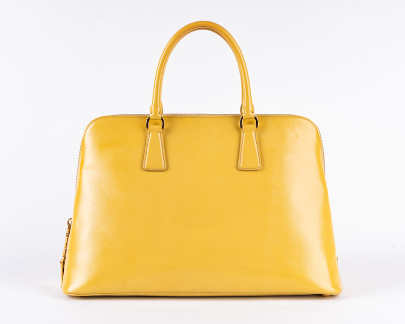 Prada Saffiano Vernice Bauletto (Yellow)