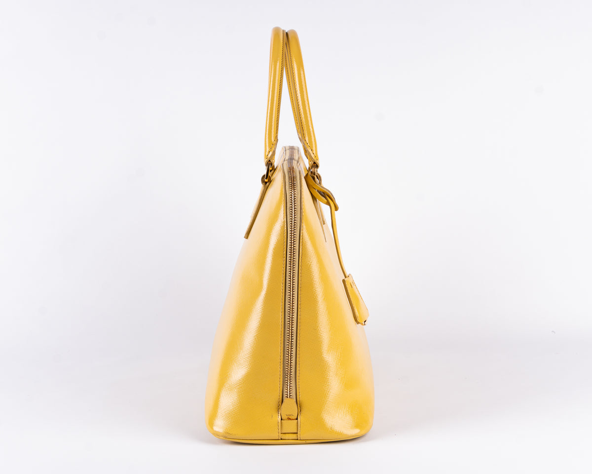 Prada Saffiano Vernice Bauletto (Yellow)