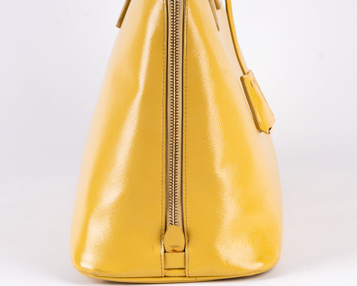 Prada Saffiano Vernice Bauletto (Yellow)