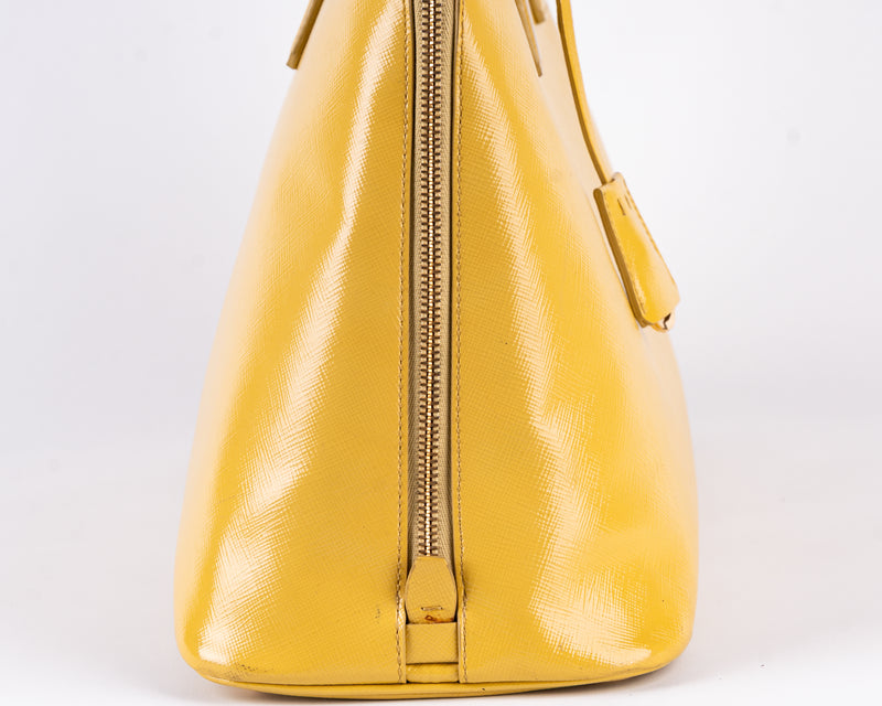 Prada Saffiano Vernice Bauletto (Yellow)
