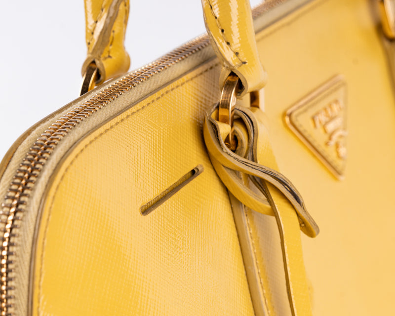 Prada Saffiano Vernice Bauletto (Yellow)