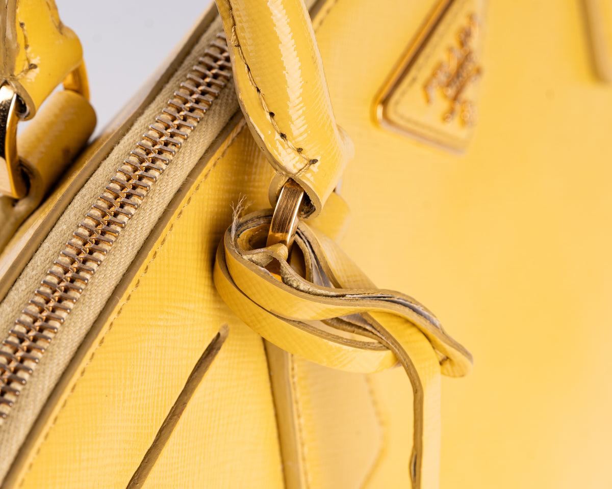 Prada Saffiano Vernice Bauletto (Yellow)