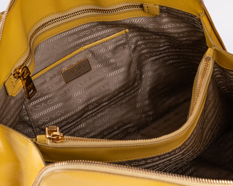 Prada Saffiano Vernice Bauletto (Yellow)