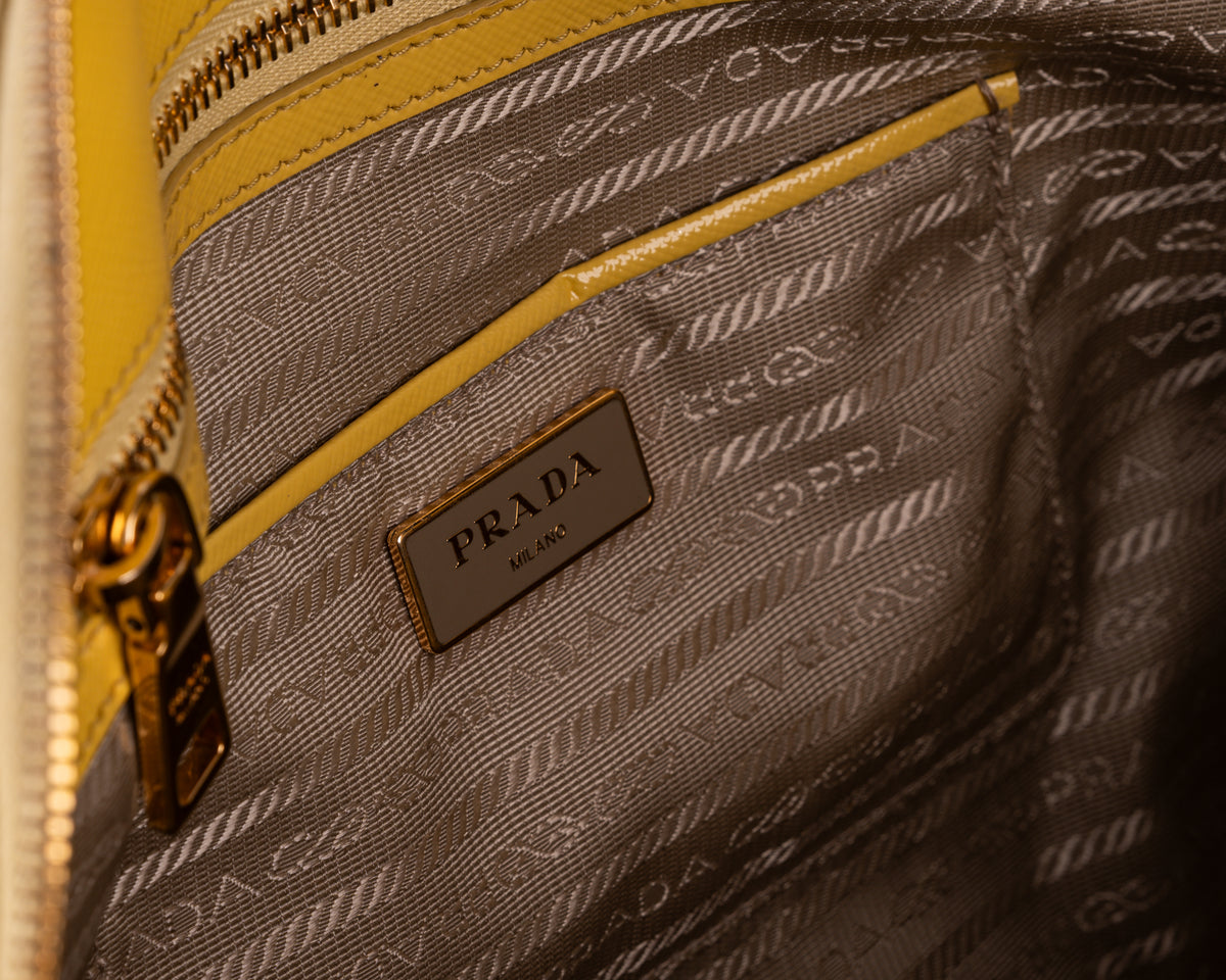 Prada Saffiano Vernice Bauletto (Yellow)
