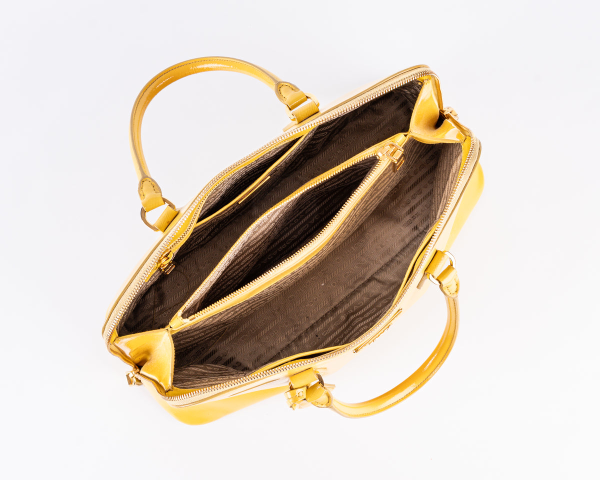 Prada Saffiano Vernice Bauletto (Yellow)