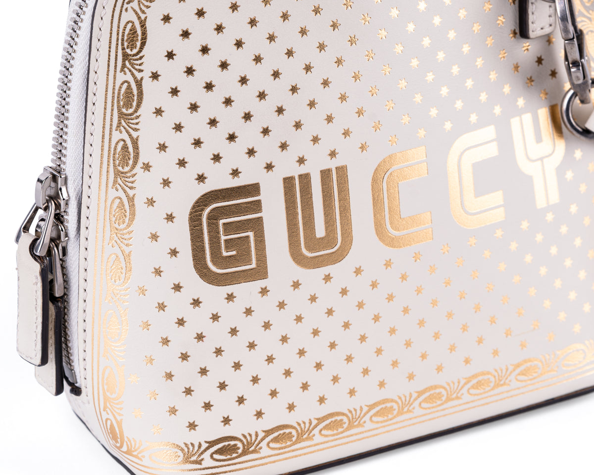 Gucci x SEGA "Guccy" Stars Mini Dome Shoulder Bag (Mystic White)