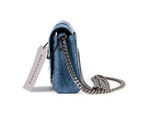 Balenciaga Hourglass Wallet on Chain (Denim-Embossed Calfskin, Blue)