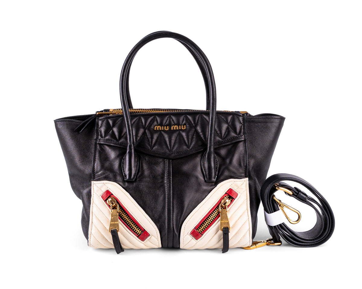 Miu Miu Nappa Leather Biker Tote