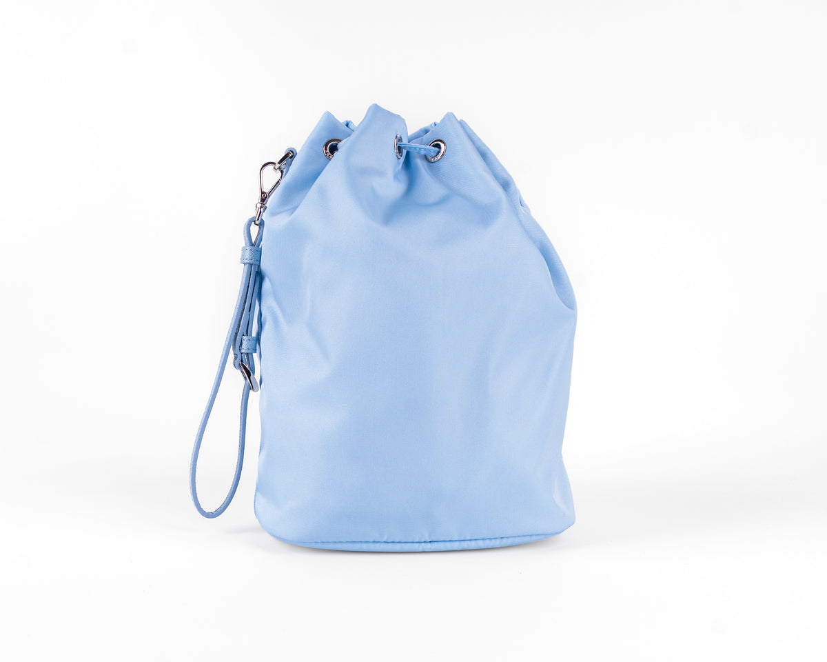 Prada Re-Nylon Drawstring Bucket Bag (Sky Blue)