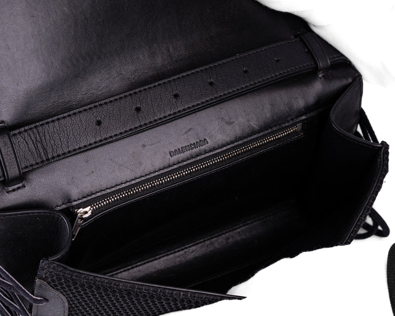 Balenciaga Sneakerhead Medium Flap Crossbody (All Black)