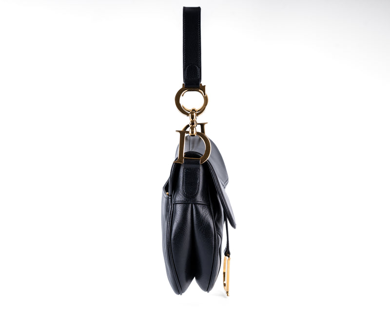 Christian Dior Black Leather Saddle Bag