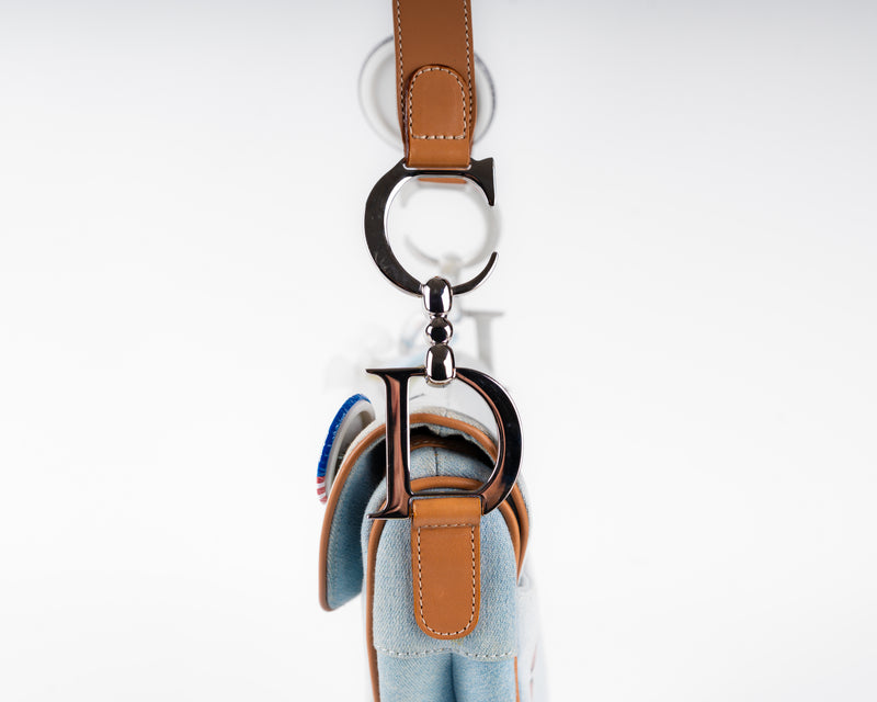 Christian Dior 2001 Limited Edition Blue Denim Miss Diorella Saddle Bag