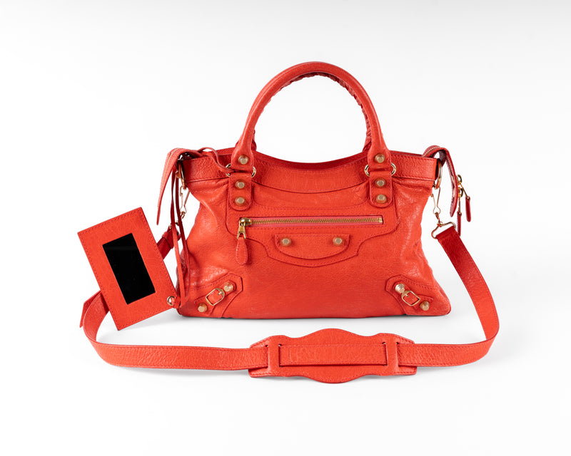 Balenciaga Giant 12 City (Tomato Red, Gold Hardware)