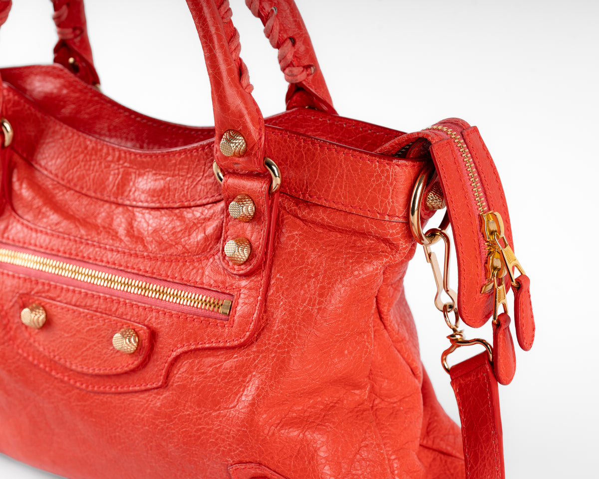 Balenciaga Giant 12 City (Tomato Red, Gold Hardware)