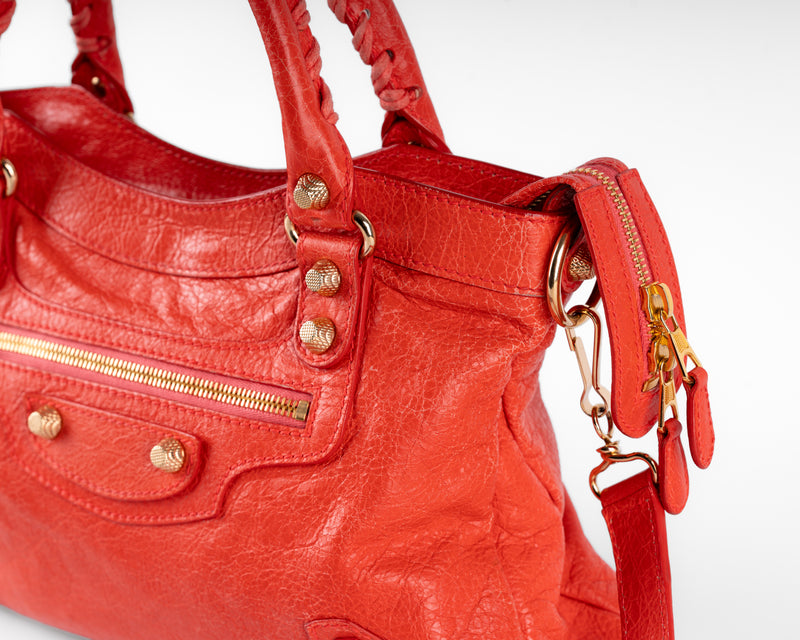 Balenciaga Giant 12 City (Tomato Red, Gold Hardware)