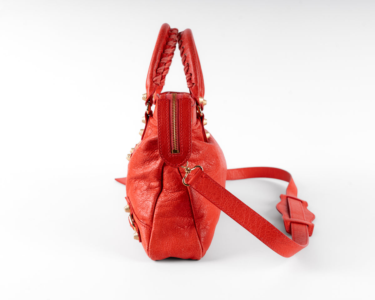 Balenciaga Giant 12 City (Tomato Red, Gold Hardware)