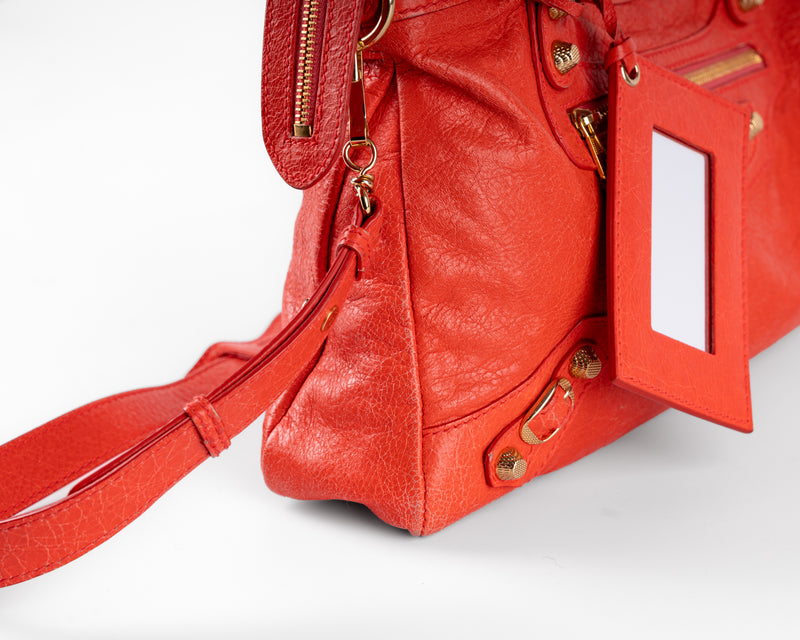 Balenciaga Giant 12 City (Tomato Red, Gold Hardware)