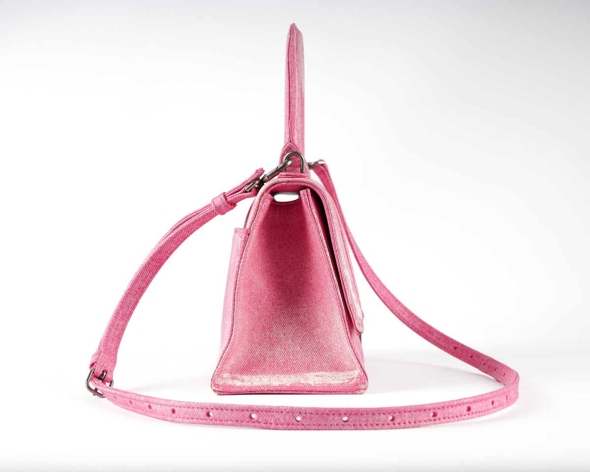 Balenciaga Hourglass XS (Pink Denim-Embossed Calfskin)