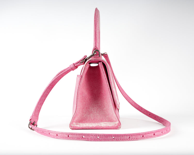Balenciaga Hourglass XS (Pink Denim-Embossed Calfskin)