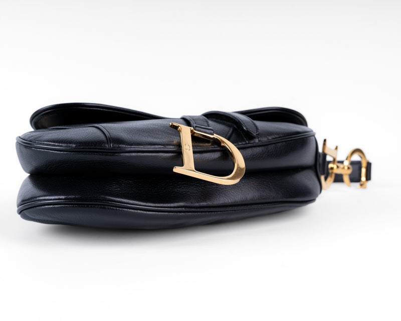 Christian Dior Black Leather Saddle Bag