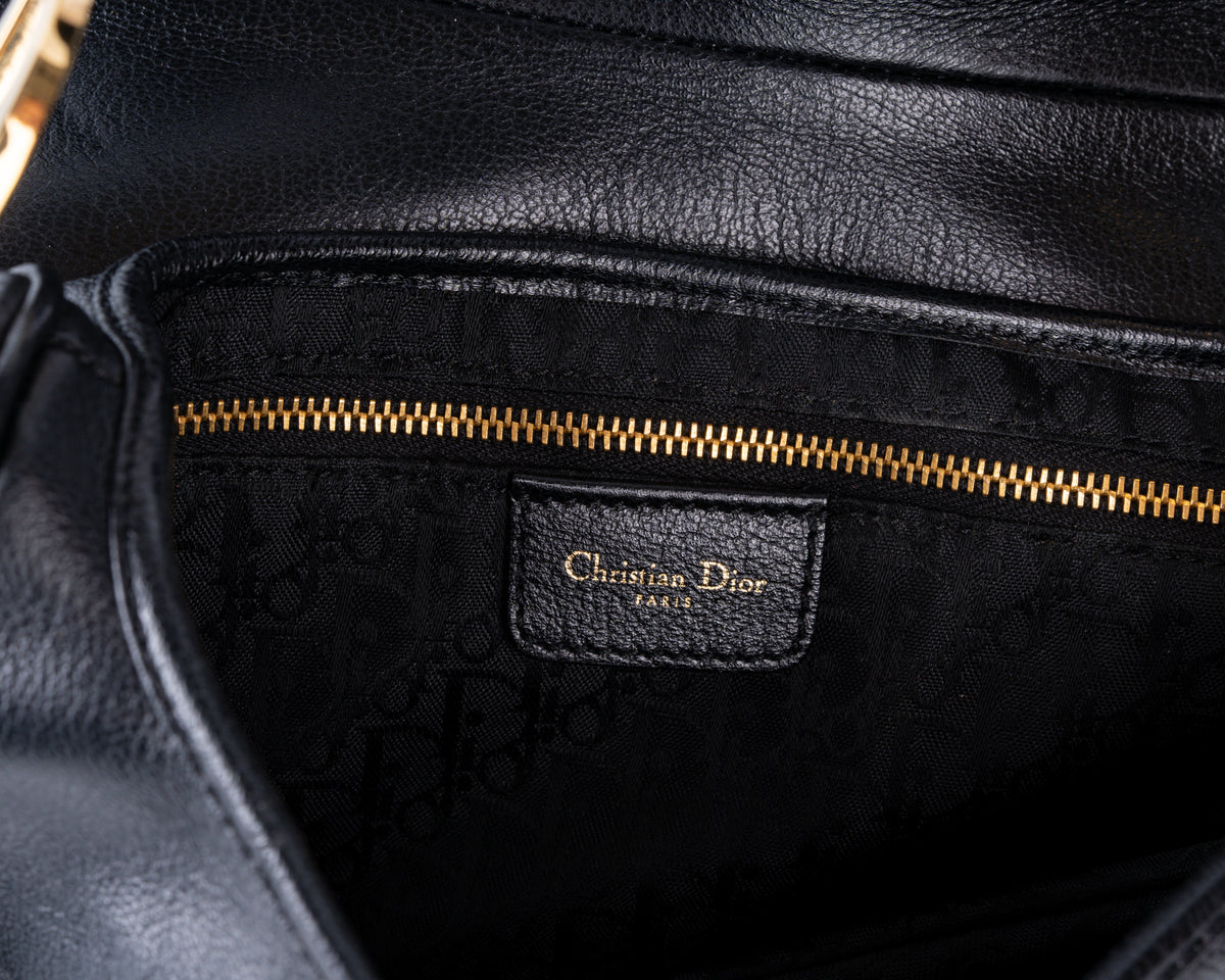 Christian Dior Black Leather Saddle Bag